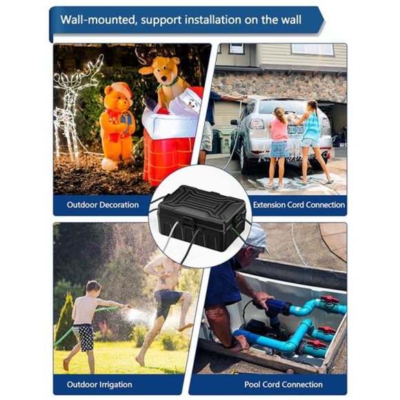 Outdoor Electrical Box, 3 Directions Waterproof Connection Cover, Black - Picture 6 of 6